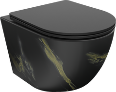 Mexen Lena тоалетна чиния Rimless със забавено падане на седалката slim, дуропласт, черен камък - 30224098