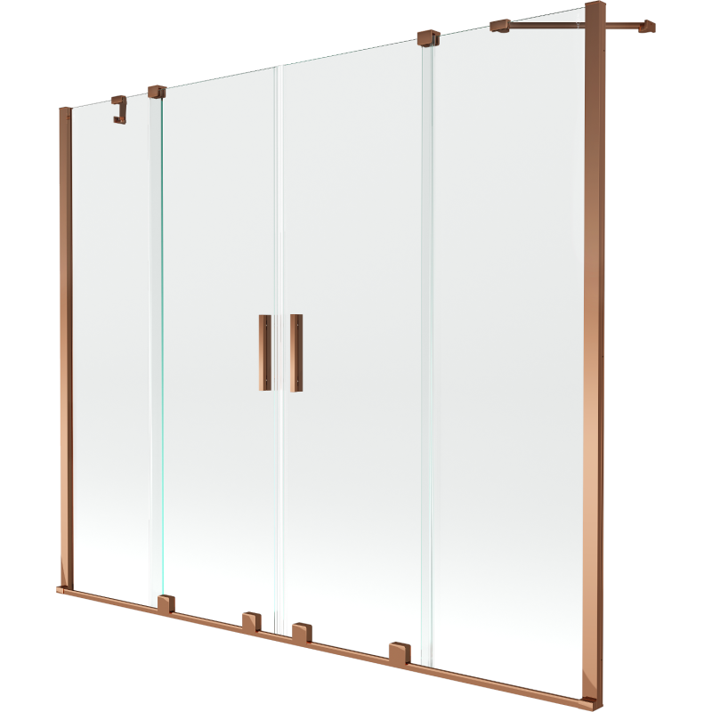 Mexen Velar Duo двукрилен плъзгащ се екран за вана 190 x 150 cm, прозрачен, розово злато - 896-190-000-02-60