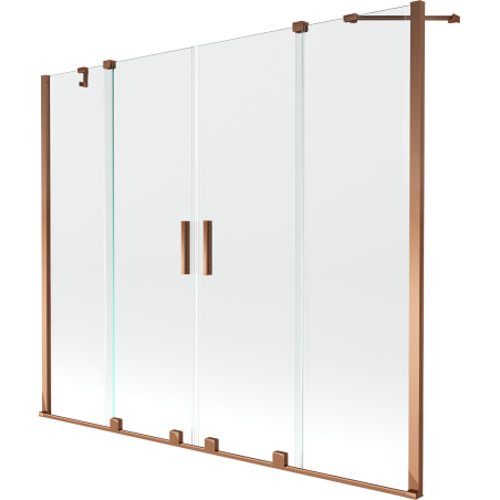 Mexen Velar Duo двукрилен плъзгащ се екран за вана 190 x 150 cm, прозрачен, розово злато - 896-190-000-02-60