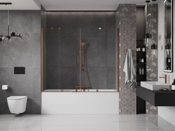 Mexen Velar Duo двукрилен плъзгащ се екран за вана 190 x 150 cm, прозрачен, розово злато - 896-190-000-02-60