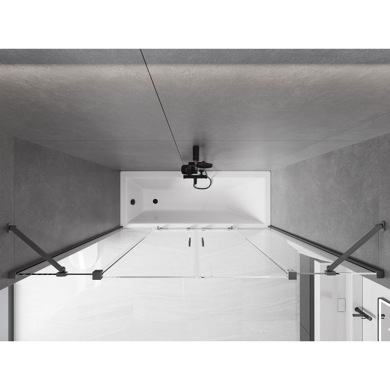 Mexen Velar Duo двойно плъзгащ се параван за вана 190 x 150 cm, прозрачен, полиран в цвят gun gray - 896-190-000-02-66