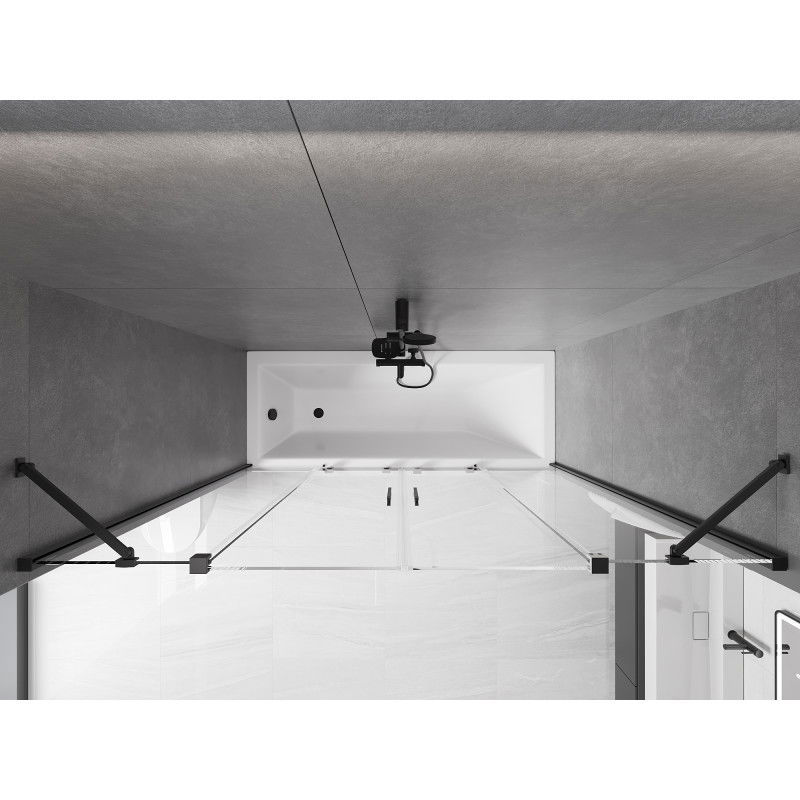 Mexen Velar Duo вана параван с 2-плъзгащи врати 190 x 150 cm, прозрачен, черен - 896-190-000-02-70