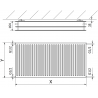 Mexen CH30 хигиеничен панелен радиатор 600 x 1400 mm, странично свързване, 2112 W, бял - W430H-060-140-00