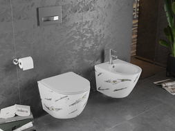 Mexen Lena WC купа Rimless с капак със забавено падане slim, дуропласт, бял камък - 30224091