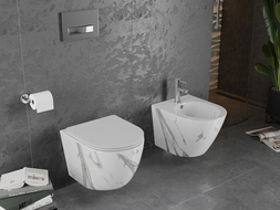 Mexen Lena WC купа Rimless със забавено падане Slim, дуропласт, бял камък - 30224094