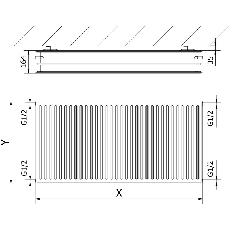 Mexen CH30 Хигиеничен панелен радиатор 300 x 400 мм, странично свързване, 349 W,