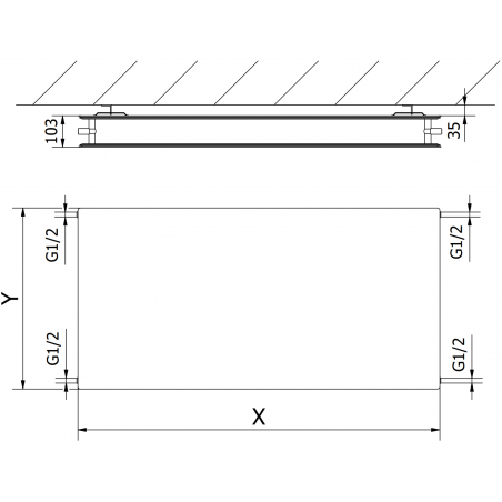 Mexen CHF20 Hygiene Flat панелен радиатор 500 x 500 mm, странично свързване, 431 W, антрацит - W420HF-050-050-66