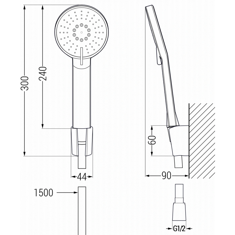 Mexen Axel R40 батерия за вана със смесителен душ, черна - 7383R40-70