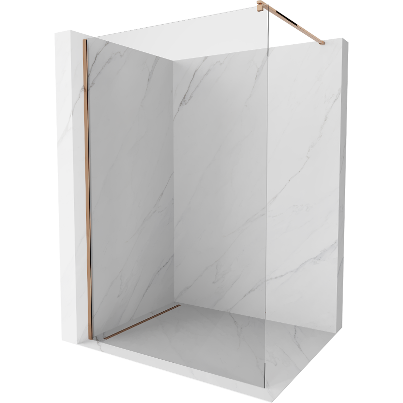 Mexen Kioto стена за душ Walk-in 145 x 200 см, прозрачна 8 мм, розово злато - 800-145-101-60-00