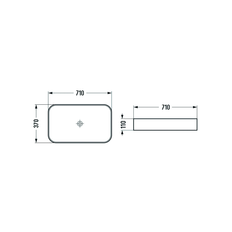 Mexen Vena мивка над плот 71 x 37 cm, черен мат - 22196085