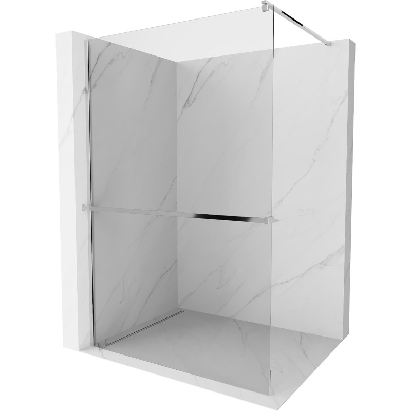 Mexen Kioto+ параван за душ с рафт Walk-in 125 x 200 см, прозрачен, хром - 800-125-121-01-00