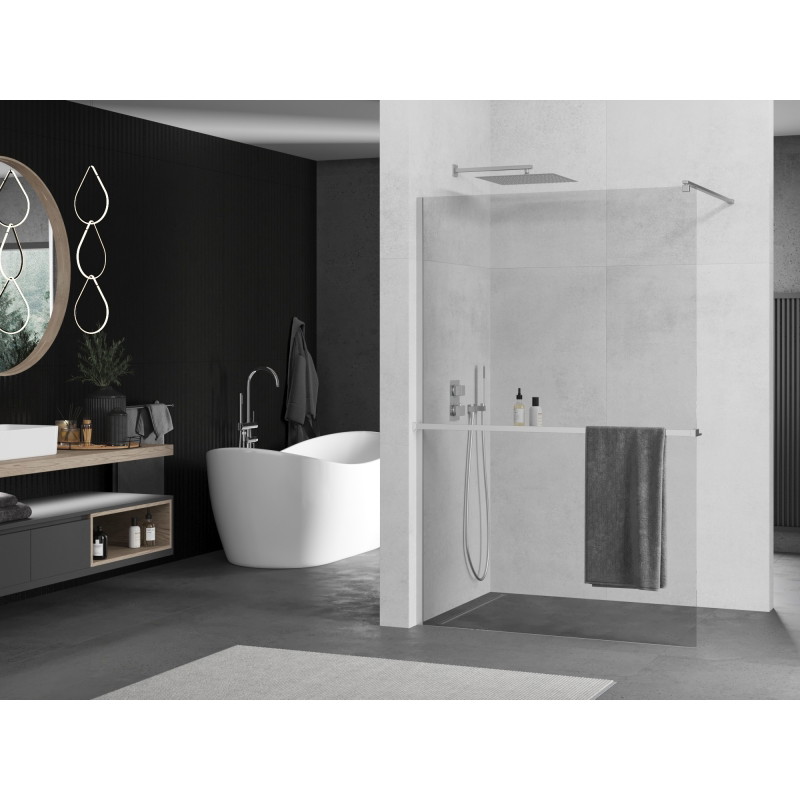 Mexen Kioto+ параван за душ с рафт Walk-in 125 x 200 см, прозрачен, хром - 800-125-121-01-00