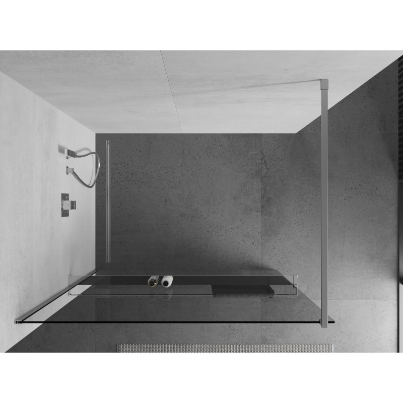 Mexen Kioto+ параван за душ с рафт Walk-in 125 x 200 см, прозрачен, хром - 800-125-121-01-00