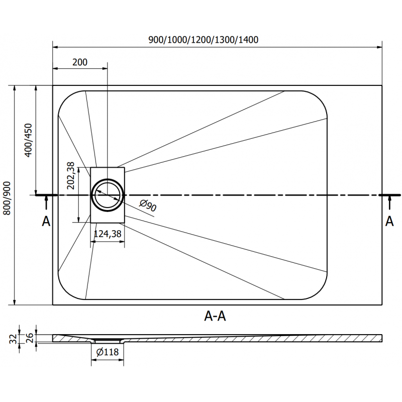 Mexen Hugo правоъгълно корито SMC 120 x 80 см, бял, капак от инокс - 42108012-X
