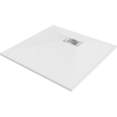 Mexen Hugo квадратен душов поддушник SMC 80 x 80 см, бял, иноксова маскировка