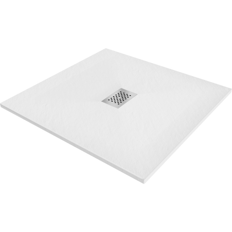 Mexen Hugo квадратен душ поднос SMC 100 x 100 см, бял, инокс капак - 42101010-X
