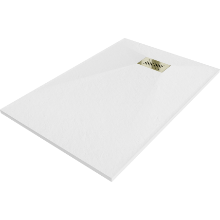 Mexen Hugo правоъгълен душ кабина SMC 100 x 70 см, бял, златна маска - 42107010-G