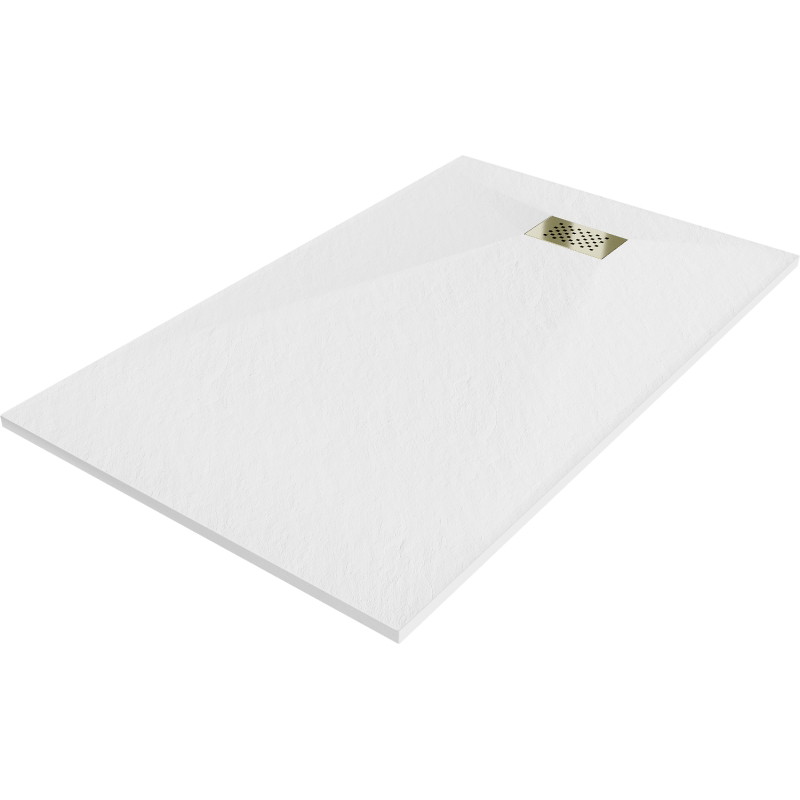 Mexen Hugo правоъгълно душово корито SMC 150 x 70 cm, бяло, златна капачка - 42107015-G