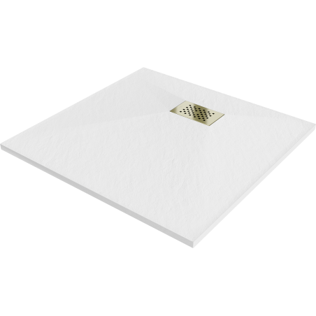 Mexen Hugo квадратен душов поддон SMC 80 x 80 cm, бял, златен капак - 42108080-G