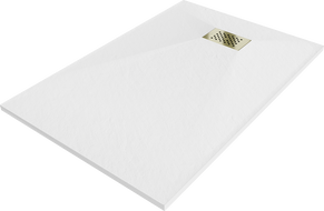 Mexen Hugo правоъгълен душ кабина SMC 100 x 80 см, бял, златна тапичка - 42108010-G
