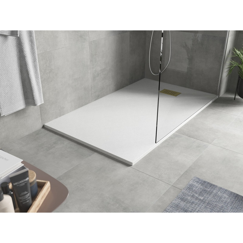 Mexen Hugo правоъгълна душ кабина SMC 150 x 80 см, бяла, златна обвивка - 42108015-G