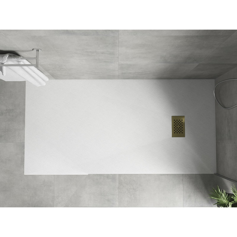 Mexen Hugo правоъгълен душ SMC 170 x 90 см, бял, златна маска - 42109017-G