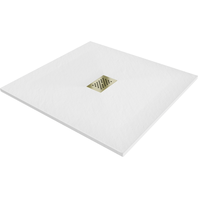 Mexen Hugo квадратен душ 100 x 100 см, бял, златна покривка - 42101010-G