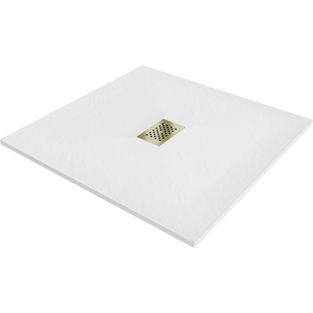 Mexen Hugo квадратен душов поддон SMC 100 x 100 cm, бял, златен капак - 42101010-G