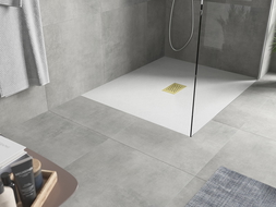 Mexen Hugo правоъгълна душ кабина SMC 130 x 100 см, бяла, златен капак - 42101013-G