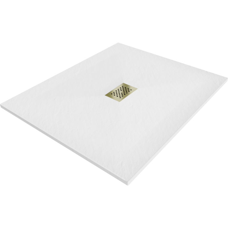 Mexen Hugo правоъгълна душ кабина SMC 130 x 100 см, бяла, златен капак - 42101013-G