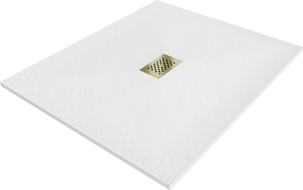 Mexen Hugo правоъгълна душ кабина SMC 130 x 100 см, бяла, златен капак - 42101013-G