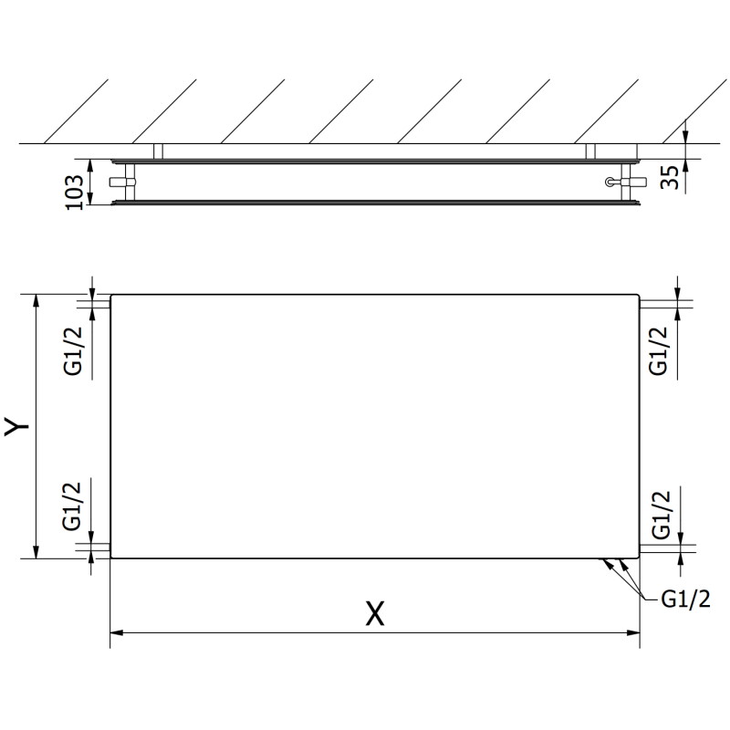 Mexen CVHF20 Hygiene Flat панелен радиатор 400 x 700 mm, долно свързване, 503 W, антрацит