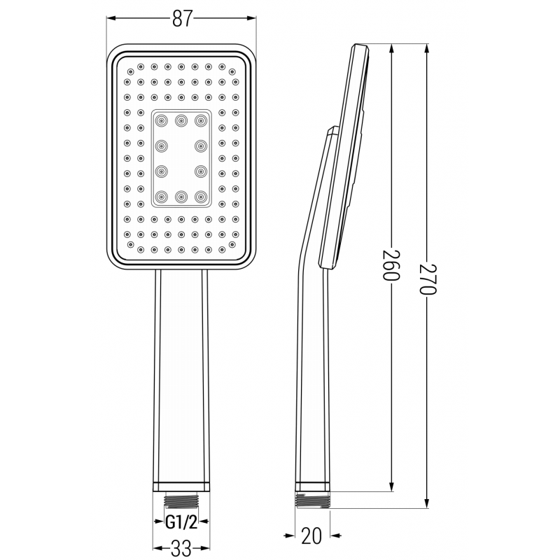 Mexen R-54 еднофункционална душ глава, черна/хром - 79554-71