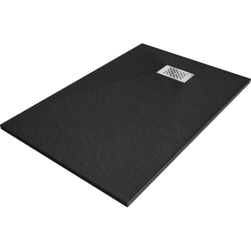 Mexen Hugo правоъгълно корито за душ SMC 90 x 70 cm, черно, иноксова маскировка