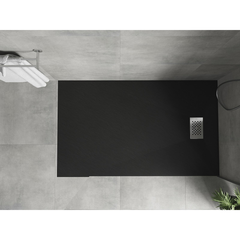 Mexen Hugo правоъгълно корито SMC 150 x 80 cm, черно, инокс капак - 42708015-X