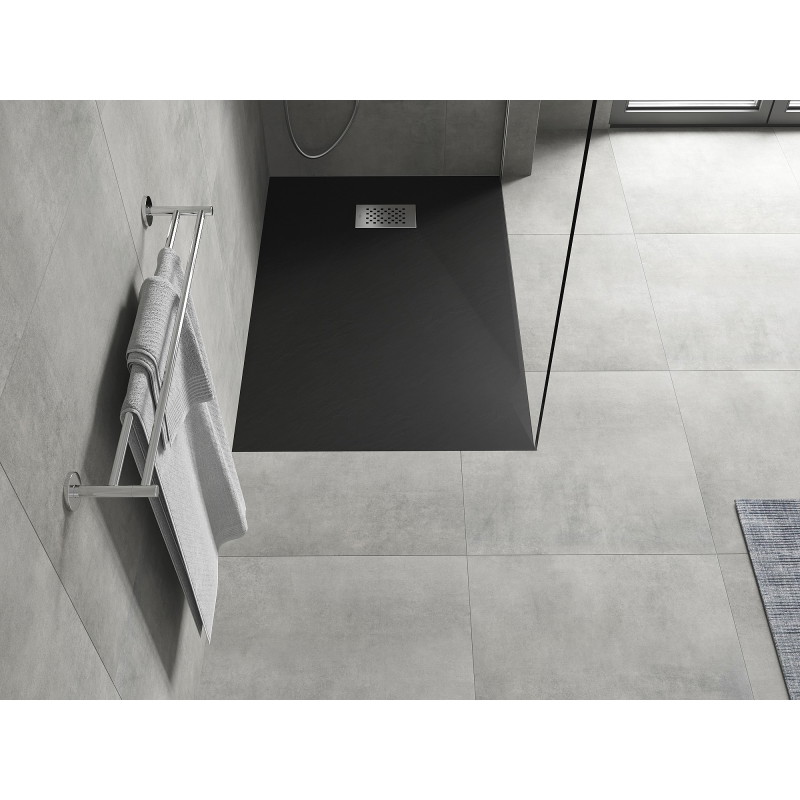 Mexen Hugo правоъгълна душ кабина SMC 110 x 80 см, черна, инокс капак - 42708011-X