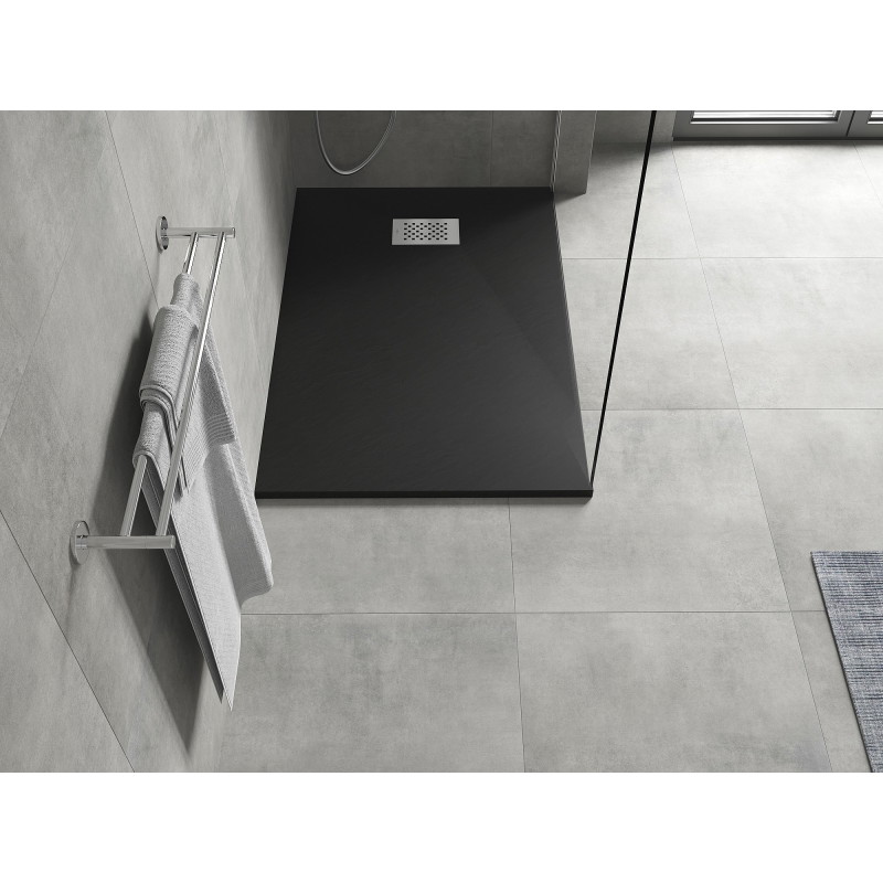 Mexen Hugo правоъгълна душ кабина SMC 110 x 80 см, черна, инокс капак - 42708011-X