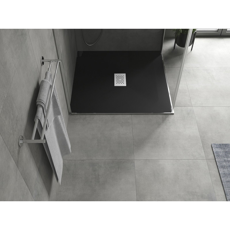 Mexen Hugo квадратен поддушов корито SMC 100 x 100 см, черен, капак inox - 42701010-X