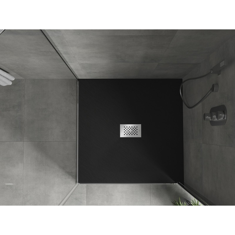 Mexen Hugo квадратен поддушов корито SMC 100 x 100 см, черен, капак inox - 42701010-X