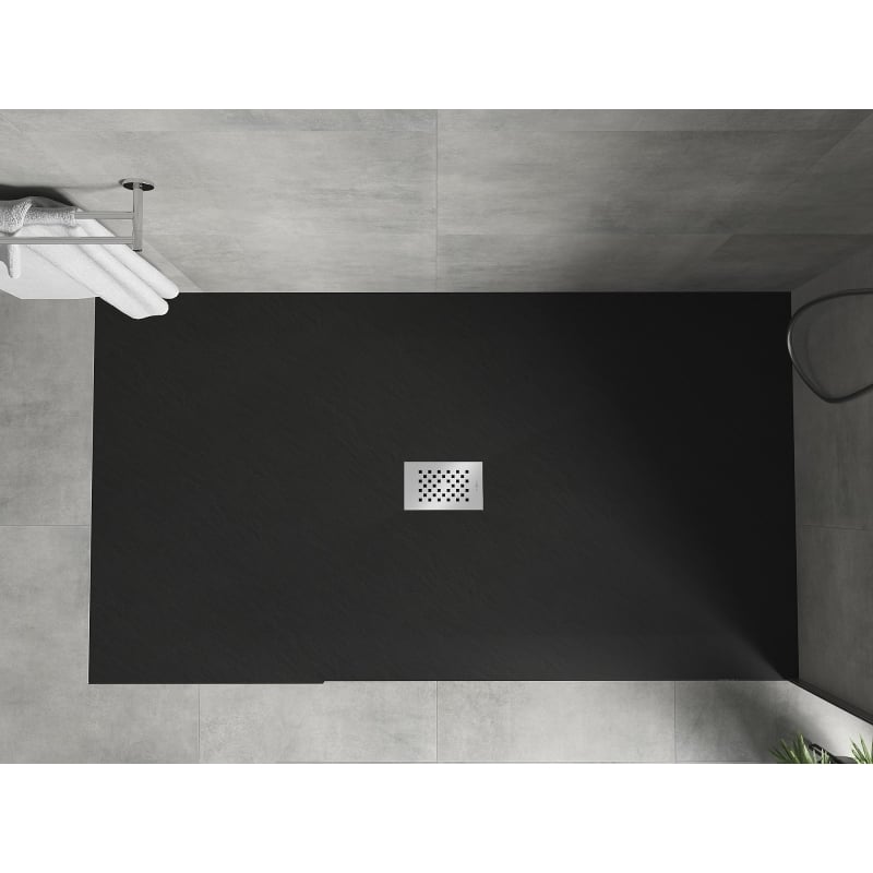 Mexen Hugo правоъгълна душ корито SMC 170 x 100 cm, черен, капак inox - 42701017-X