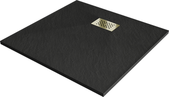 Mexen Hugo квадратен душ корито SMC 80 x 80 см, черен, капак злато - 42708080-G