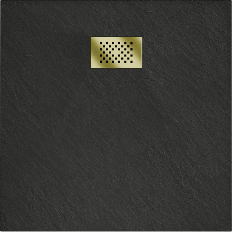 Mexen Hugo SMC квадратен душ корито 90 x 90 cm, черно, със златен капак - 42709090-G