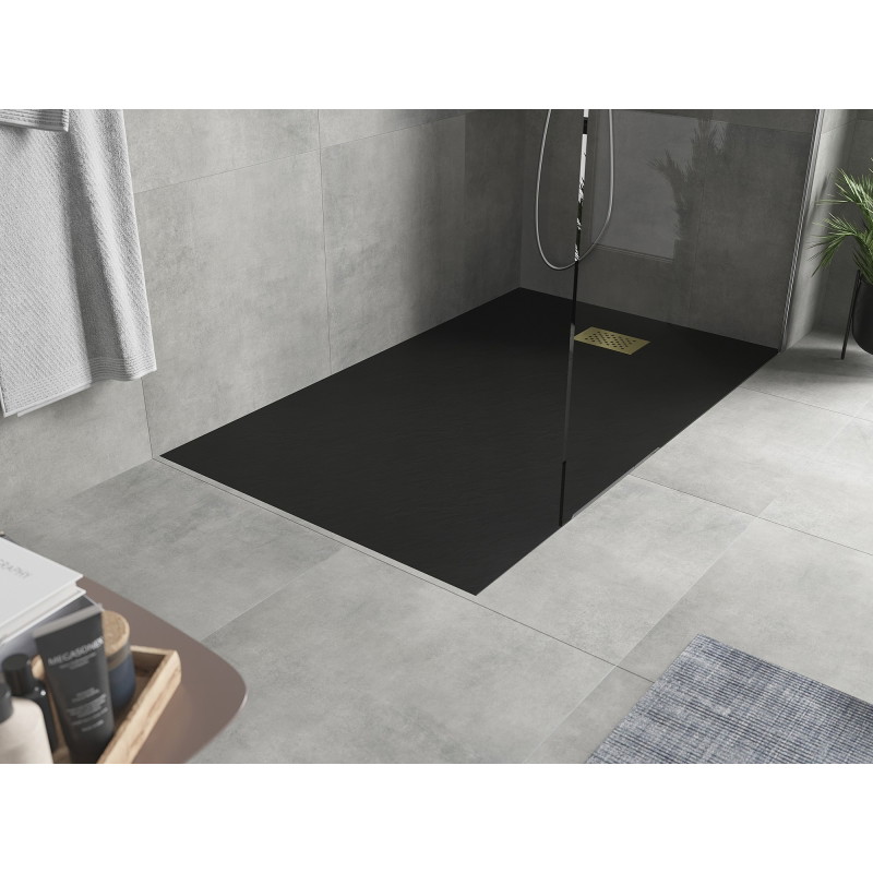 Mexen Hugo правоъгълно корито за душ SMC 150 x 80 cm, черно, златна капачка - 42708015-G