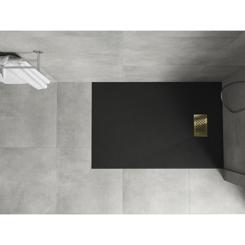 Mexen Hugo правоъгълна душ кабина SMC 110 x 90 см, черна, златен капак - 42709011-G