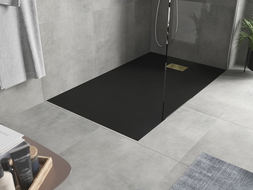 Mexen Hugo правоъгълно корито SMC 140 x 90 cm, черно, златна решетка - 42709014-G