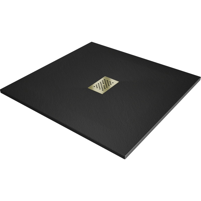 Mexen Hugo квадратен душ кабина SMC 100 x 100 см, черен, златна капачка - 42701010-G