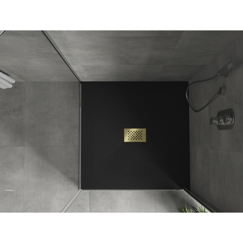 Mexen Hugo квадратен душ кабина SMC 100 x 100 см, черен, златна капачка - 42701010-G