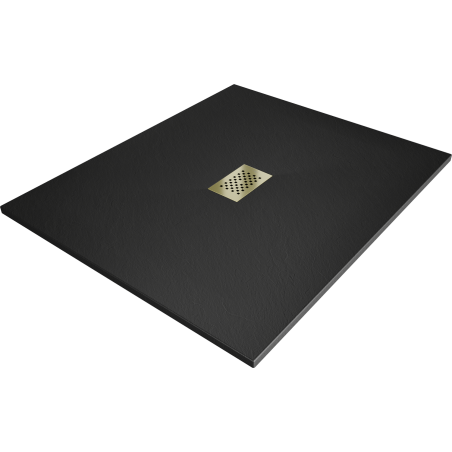 Mexen Hugo правоъгълно поддушово корито SMC 110 x 100 см, черно, златна капачка - 42701011-G