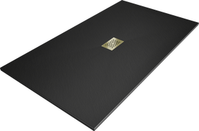 Mexen Hugo правоъгълен душ корито SMC 150 x 100 cm, черен, златна покривка - 42701015-G