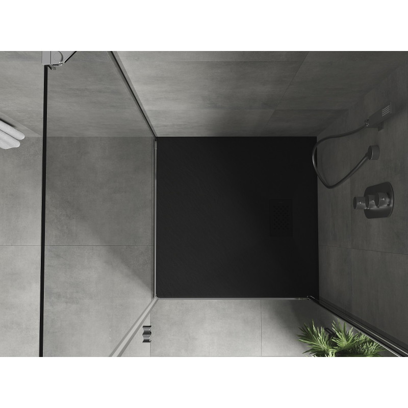 Mexen Hugo квадратен SMC поддушовник 70 x 70 см, черен, черно покритие - 42707070-B
